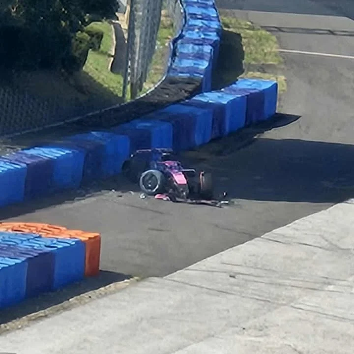 Colapinto sufrió un accidente en las pruebas de neumáticos de Alpine en Hungría