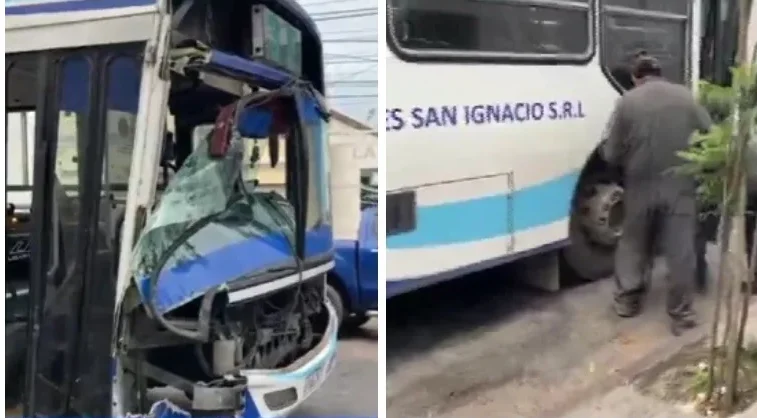 Violento choque entre un auto y un colectivo de SAETA en pleno centro