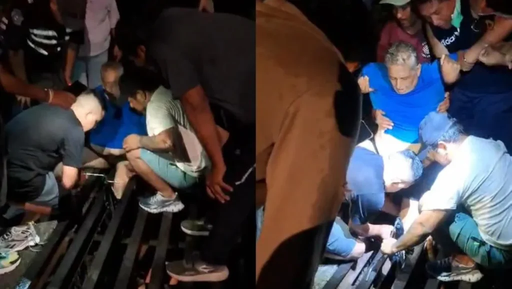 Rescatan a hombre que quedó atrapado en una rejilla de desagüe del Cerro San Bernardo