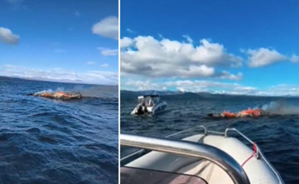 Una lancha se incendió en el Nahuel Huapi y el único tripulante se tiró al agua para sobrevivir