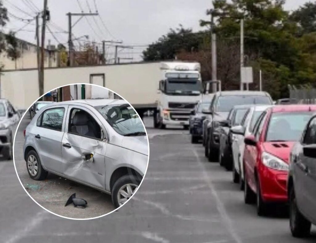 Insólito choque en Salta: un camión arrastró un auto estacionado y buscan al propietario
