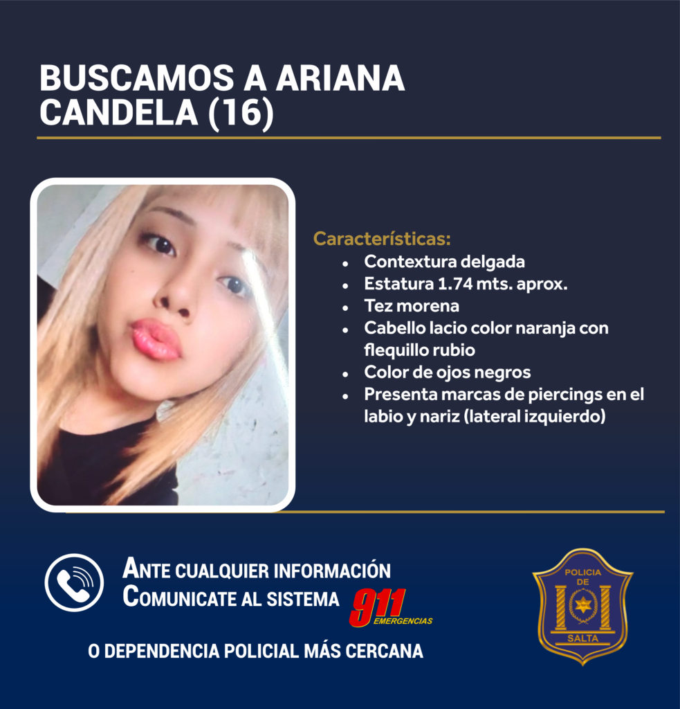 Buscan a Ariana Candela de 16 años desaparecida en La Lonja