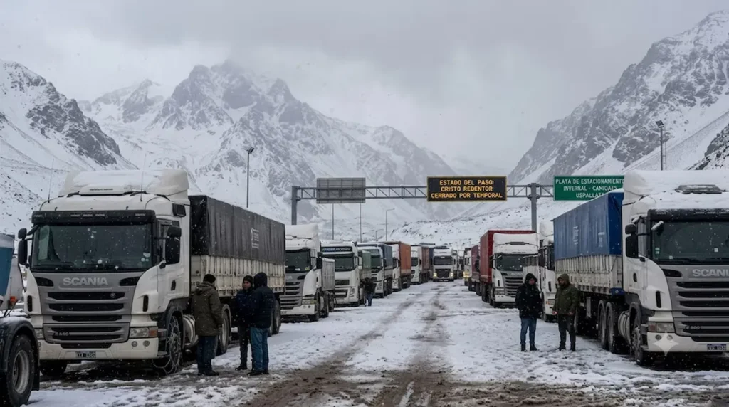 Más de 1.500 camiones permanecen varados y Mendoza prepara un operativo para liberar el Paso Cristo Redentor