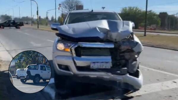 Choque en avenida Bolivia: dos camionetas impactaron en la rotonda del Aeroclub y una mujer resultó lesionada