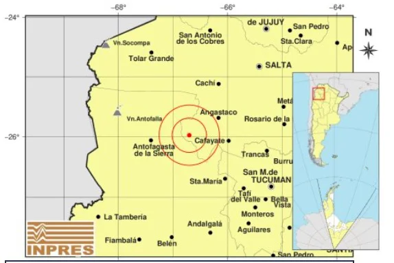 Un sismo de magnitud 4,7 se sintió en Capital, Cafayate y Molinos